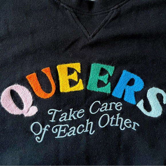 Ash + Chess Pride Embroidered Crewneck Sweatshirt Black Size S - Picture 5 of 9